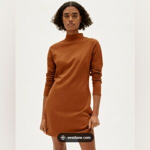 EVERLANE - Cotton Mockneck Dress - mustard
